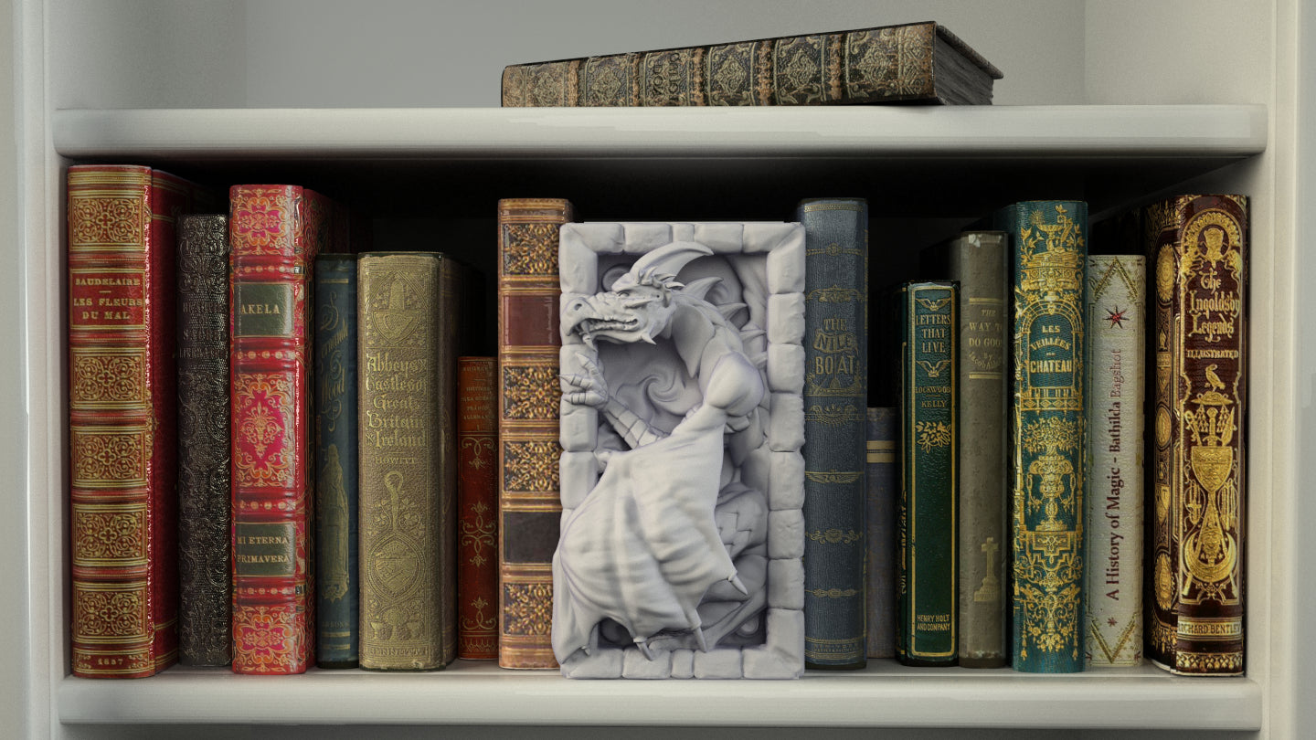 Crosslances - Book Nook/Shelf Insert - White Dragon