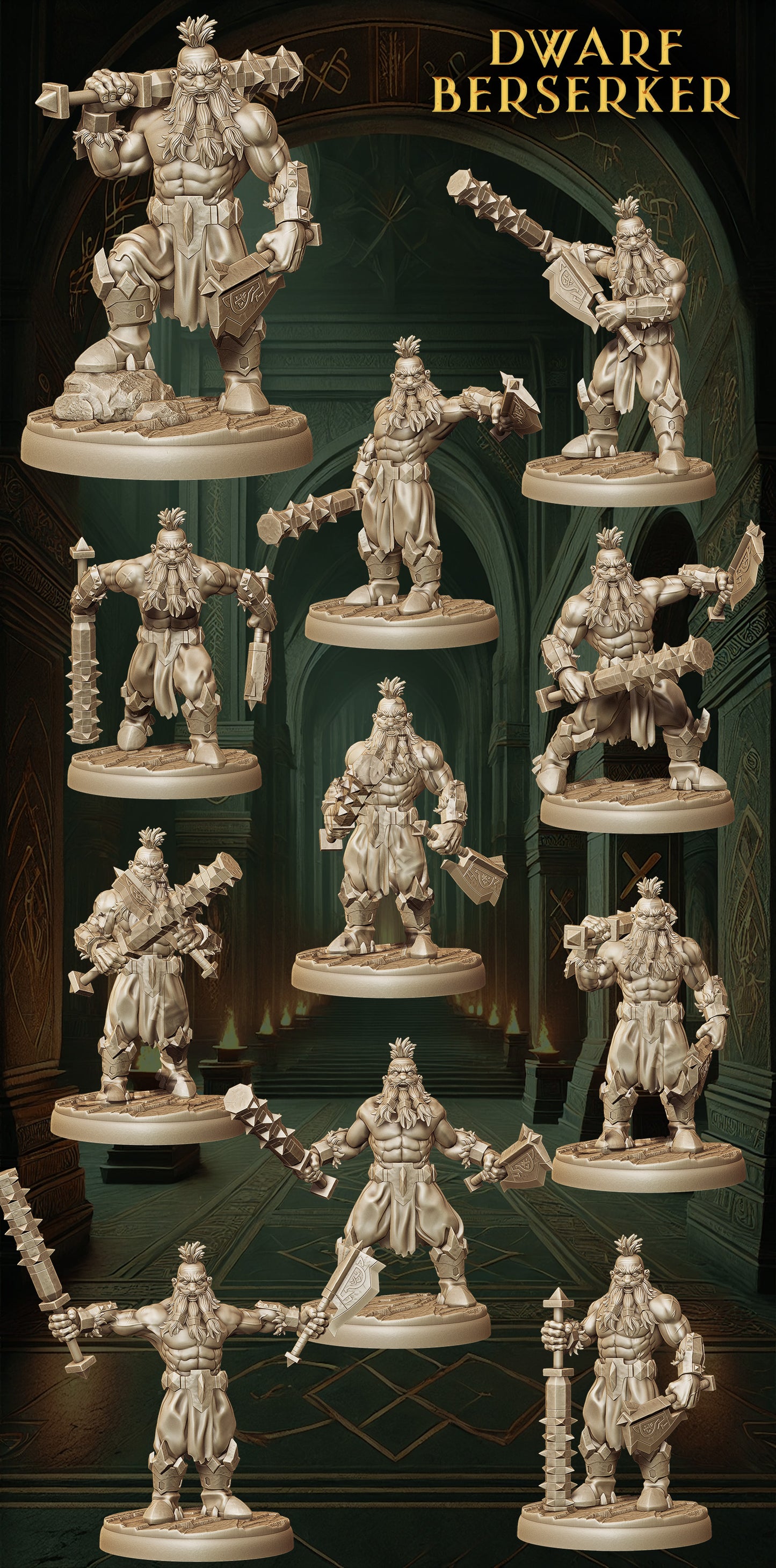 Monolith Arts - Dwarves - Berserker - DnD/TTRPG Figure/Miniature
