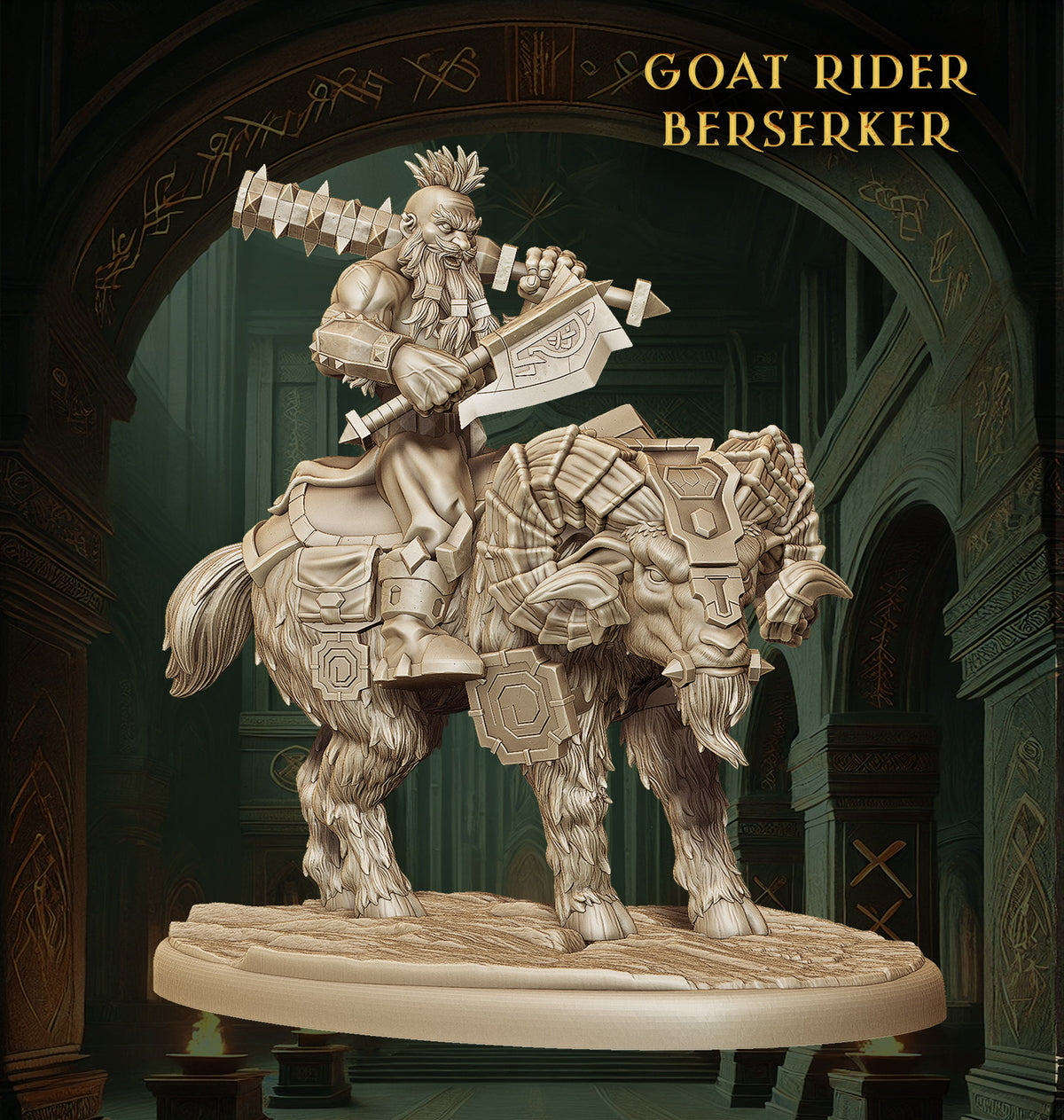 Monolith Arts - Dwarves - Goat Rider #1 - DnD/TTRPG Figure/Miniature