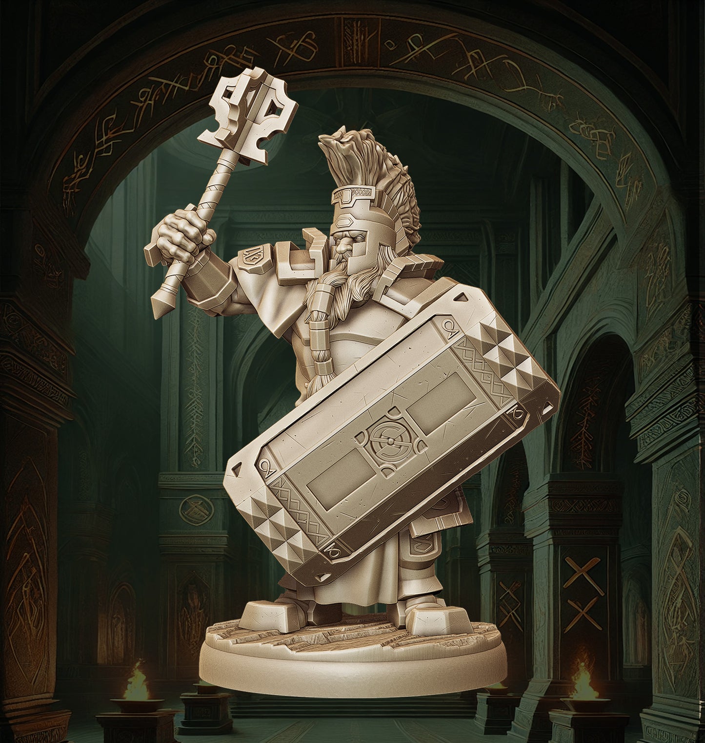 Monolith Arts - Dwarves - Defender Champion - DnD/TTRPG Figure/Miniature