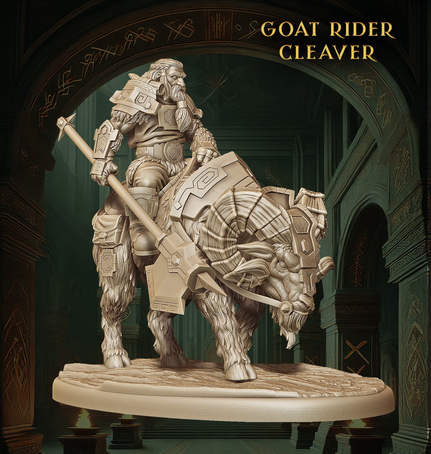 Monolith Arts - Dwarves - Goat Rider #2 - DnD/TTRPG Figure/Miniature