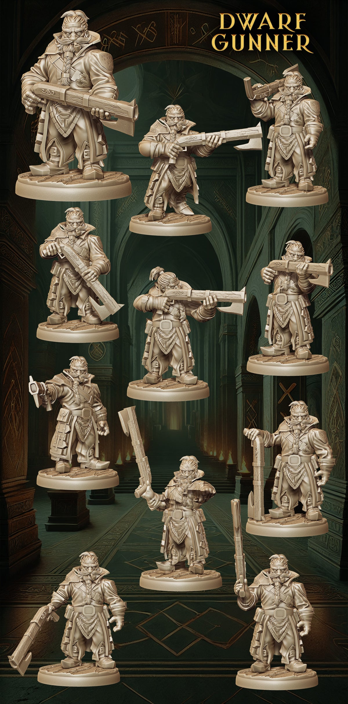 Monolith Arts - Dwarves - Gunner - DnD/TTRPG Figure/Miniature