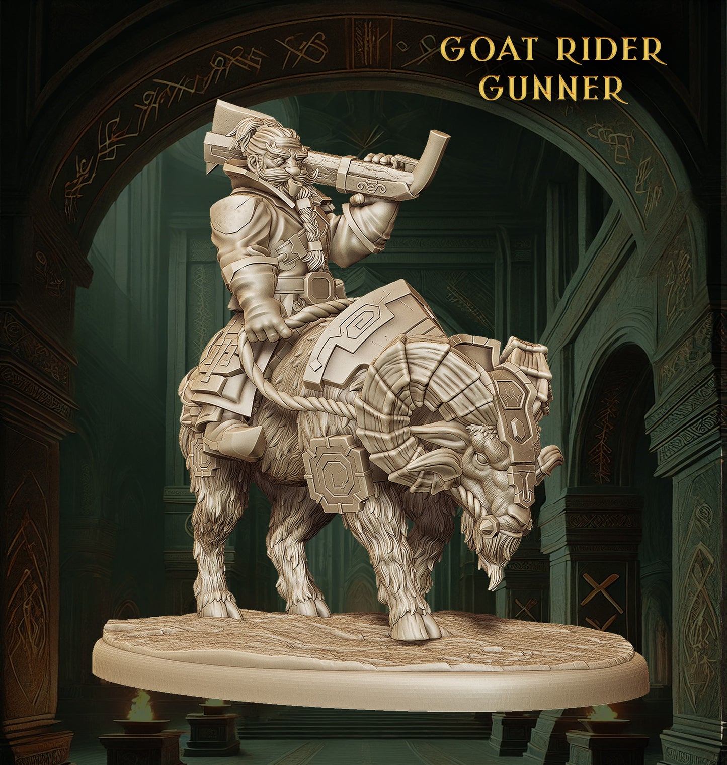 Monolith Arts - Dwarves - Goat Rider #4 - DnD/TTRPG Figure/Miniature