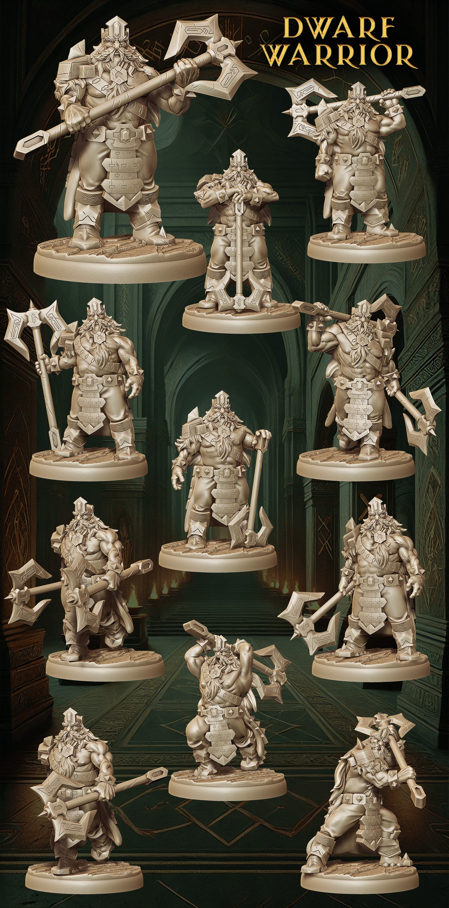 Monolith Arts - Dwarves - Warrior - DnD/TTRPG Figure/Miniature