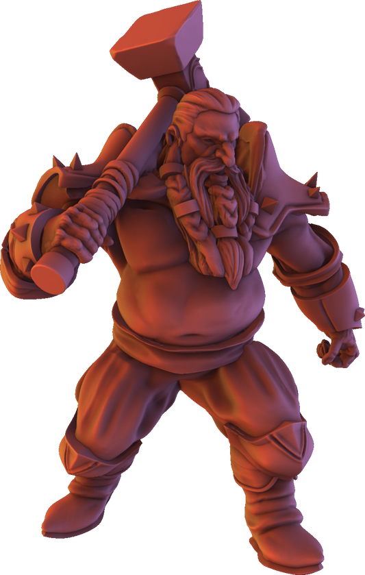 Dinoworld - Kingdoms #5 - Dwarf w/Warhammer - DnD/Pathfinder/TTRPG Figure