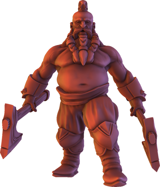 Dinoworld - Kingdoms #5 - Dwarf w/Dual Axe - DnD/Pathfinder/TTRPG Figure