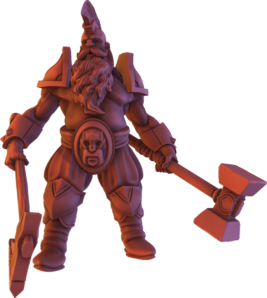 Dinoworld - Kingdoms #5 - Dwarf Commander - DnD/Pathfinder/TTRPG Figure