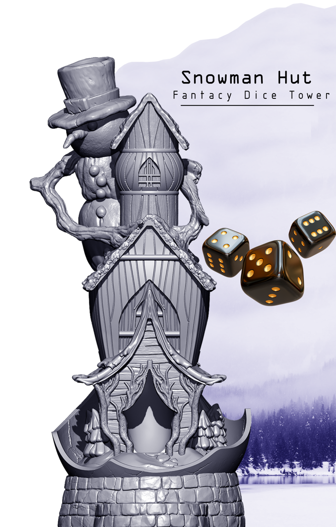 Slope3D - Snowman Hut Dice Tower - DnD/TTRPG/Roleplaying/Wargames