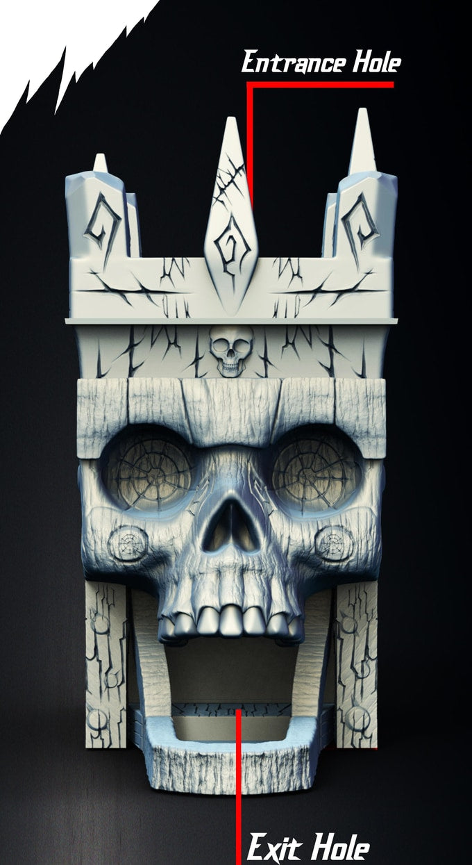 Slope3D - Ancient Skull (Square) Dice Tower - DnD/TTRPG/Roleplaying/Wargames