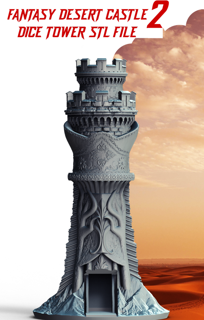 Slope3D - Desert Castle Dice Tower #2 - DnD/TTRPG/Roleplaying/Wargames