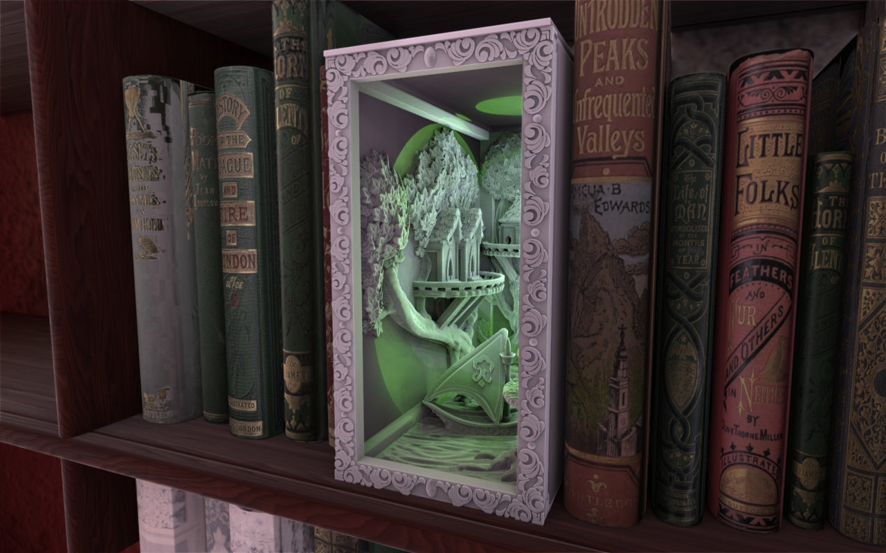 Crosslances - Book Nook/Shelf Insert - Elven Forest