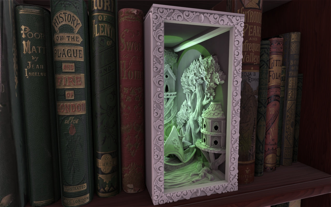 Crosslances - Book Nook/Shelf Insert - Elven Forest