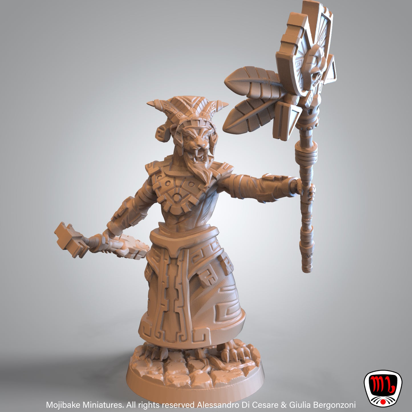 Mojibake - Rise of Huexili - Tabaxi Shaman #2 - DnD/TTRPG Figure/Miniature - Helios3DPrinting