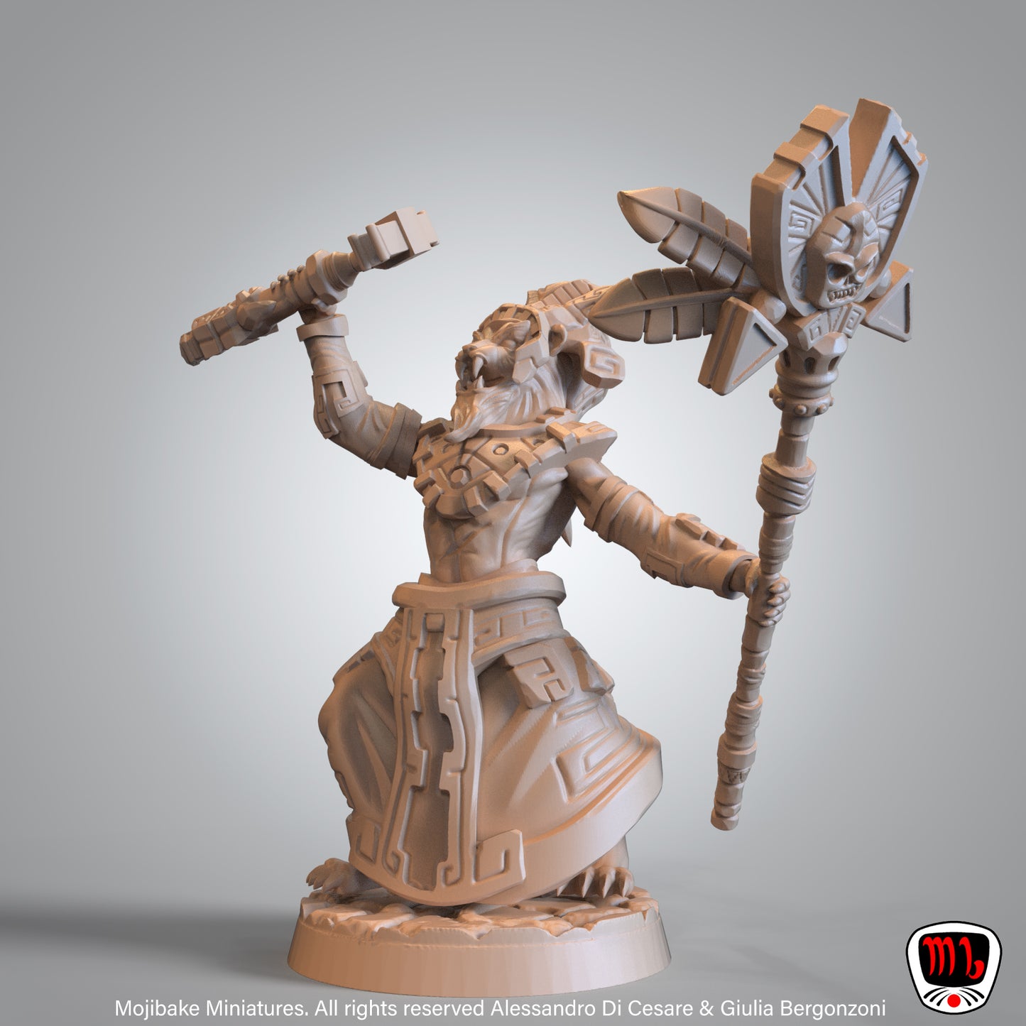 Mojibake - Rise of Huexili - Tabaxi Shaman #2 - DnD/TTRPG Figure/Miniature - Helios3DPrinting