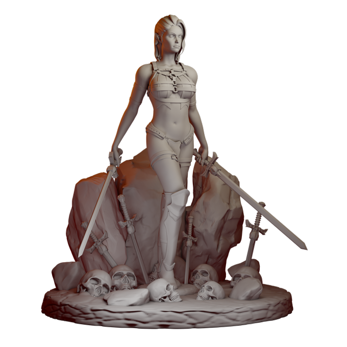 Dimi Mini - Dark Elf Warrior Amara Darkshadow - 32/75mm Pin Up/Figure/Model/Diorama