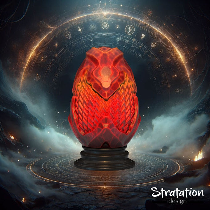 Stratation Design - Fire Dragon Egg Dice Box - DnD/TTRPG/Roleplaying/Wargames