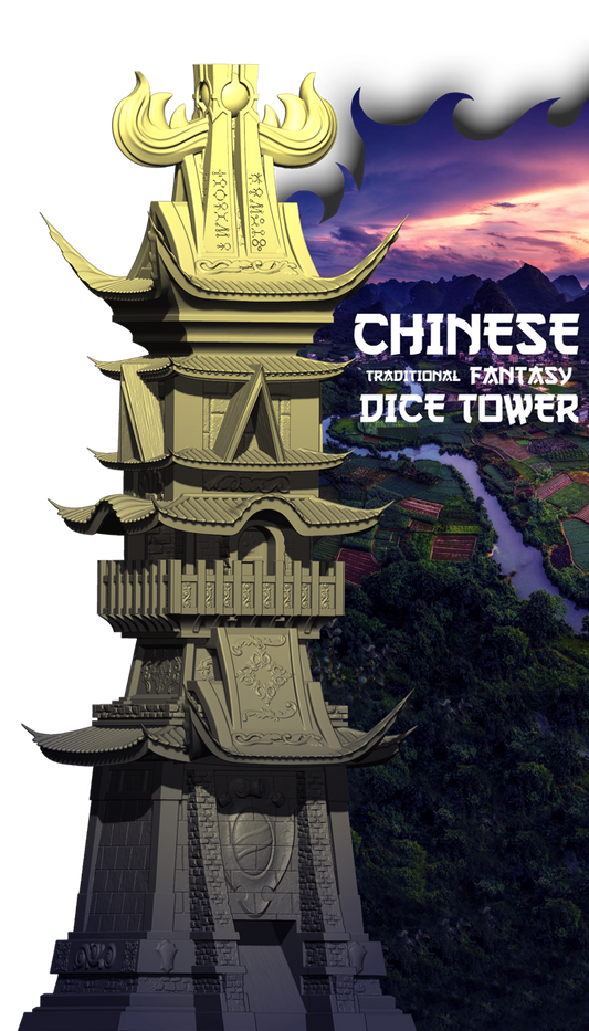 Slope3D - Traditional Chinese Dice Tower - DnD/TTRPG/Roleplaying/Wargames