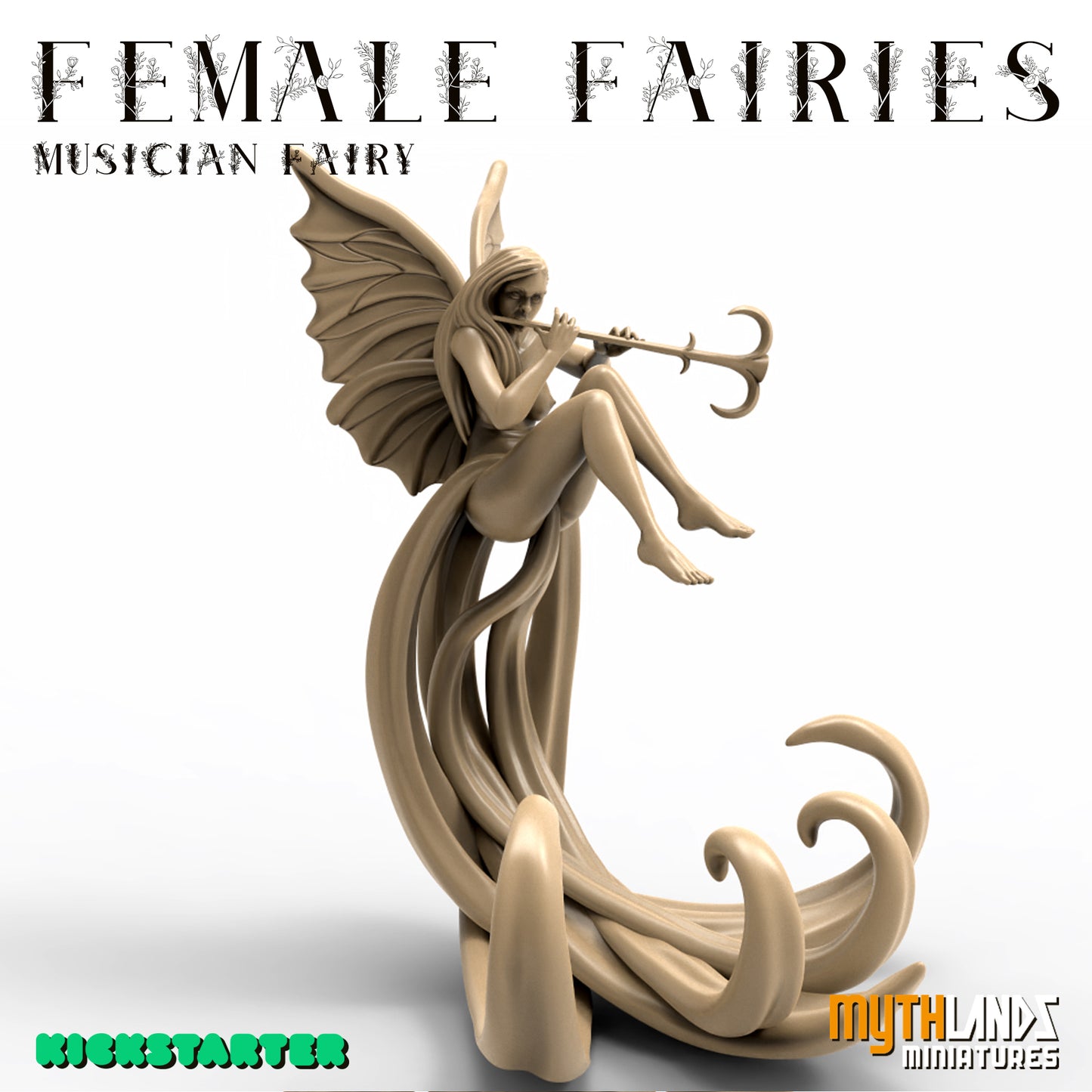 Darío Moya - Female Fairies - Musician - 32/54/70mm Pin Up/Figure/Model/Diorama - Helios3DPrinting