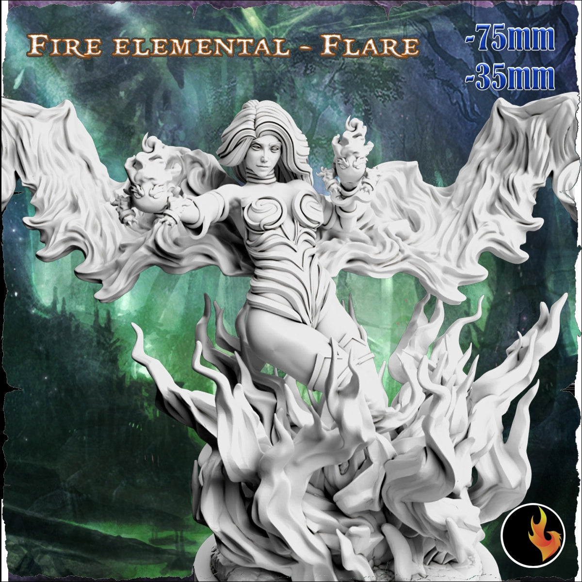Ravi - Fantasy Girls #2 - Flare, Fire Elemental - 75mm Pin Up/Figure/Model/Diorama