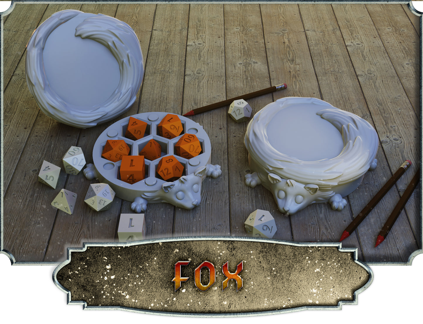 Crosslances - Dice Holder - Fox - DnD/TTRPG/Roleplaying/Wargames