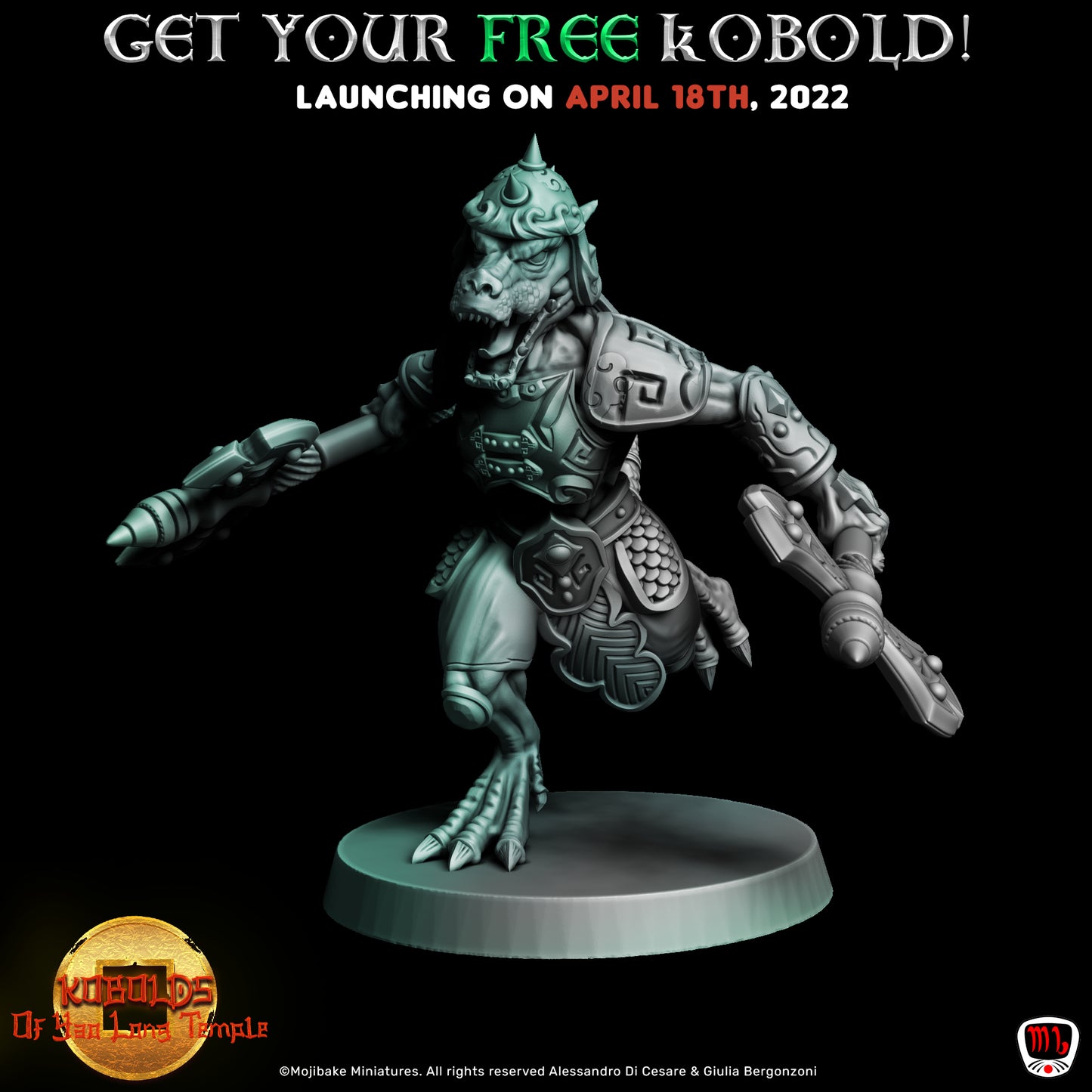 Mojibake - Kobolds Of Yao Long Temple - Guardian - DnD/TTRPG Figure/Miniature - Helios3DPrinting