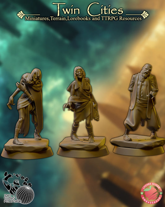 3DPZstudio - Gilded Host - Ravenous Ghouls - 3 Poses - DnD/TTRPG Figure/Miniature - Helios3DPrinting
