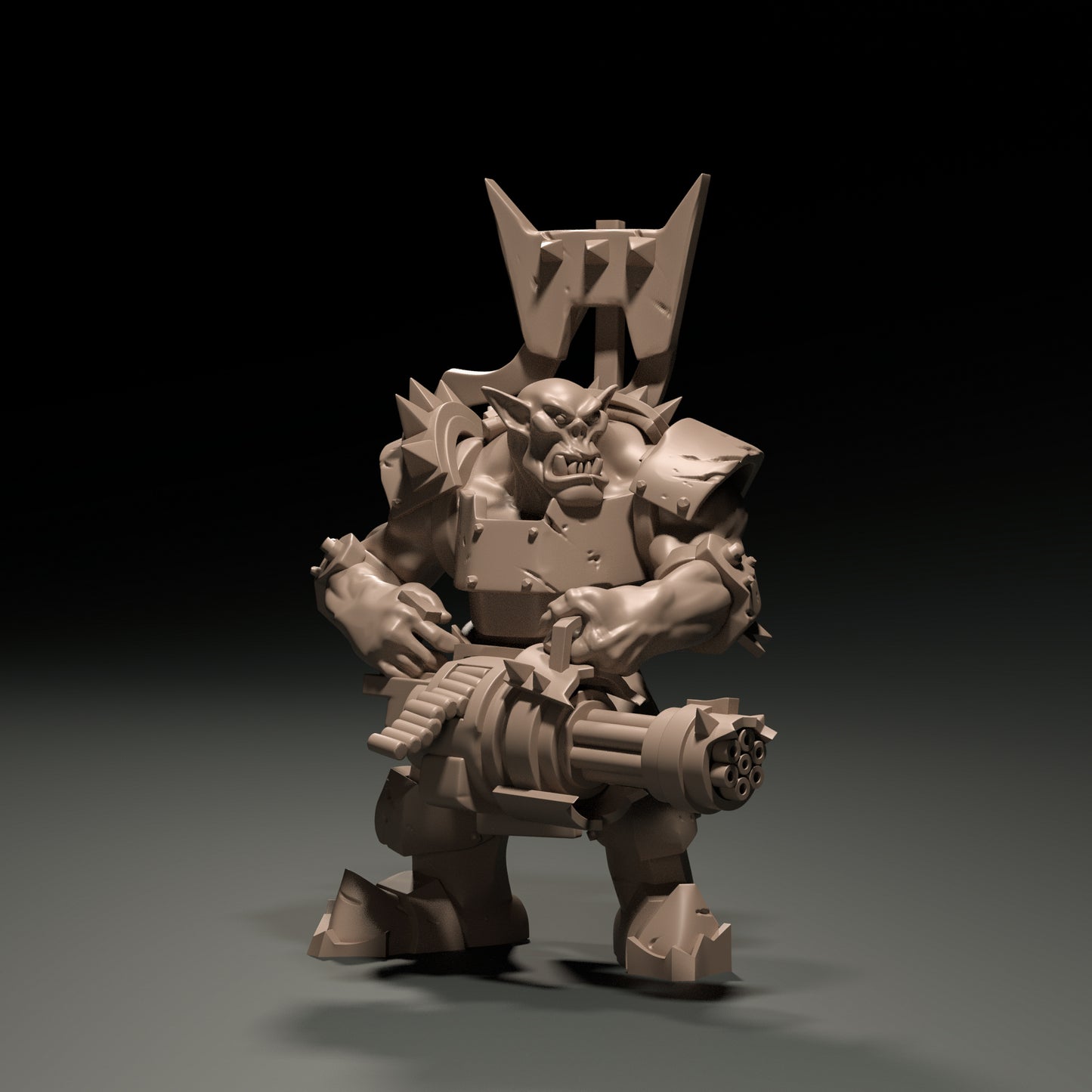 Dinoworld - Orks - Orc w/Minigun - DnD/Pathfinder/TTRPG Figure Miniature