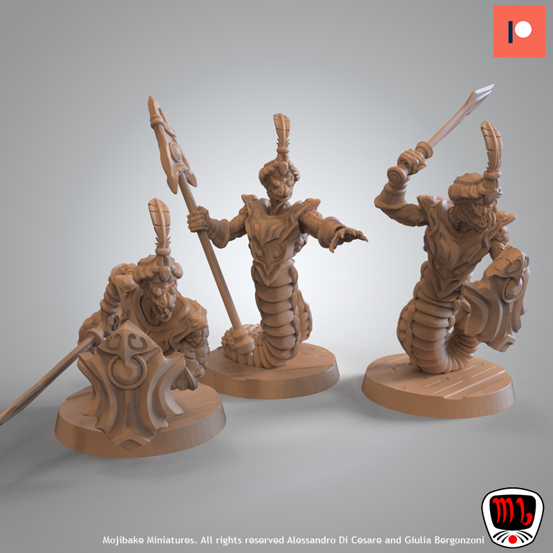 Mojibake - Temple of the Broken Spires - Yuan-ti Guard - DnD/TTRPG Figure/Miniature - Helios3DPrinting