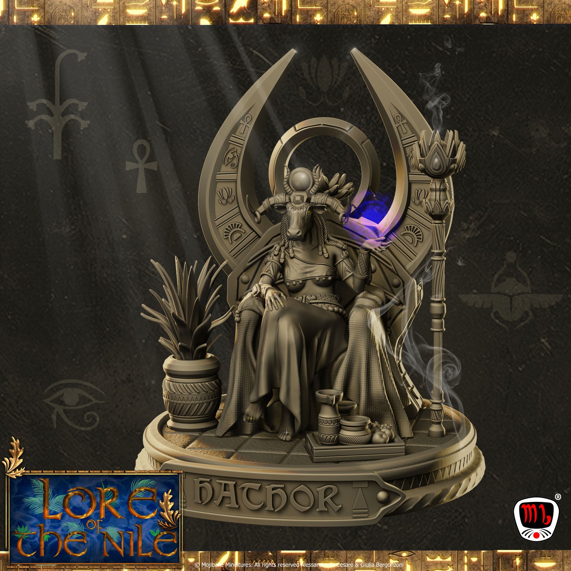 Mojibake - Lore of the Nile - Hathor, Goddess of Motherhood - 120mm Pin Up/Figure/Model/Diorama - Helios3DPrinting