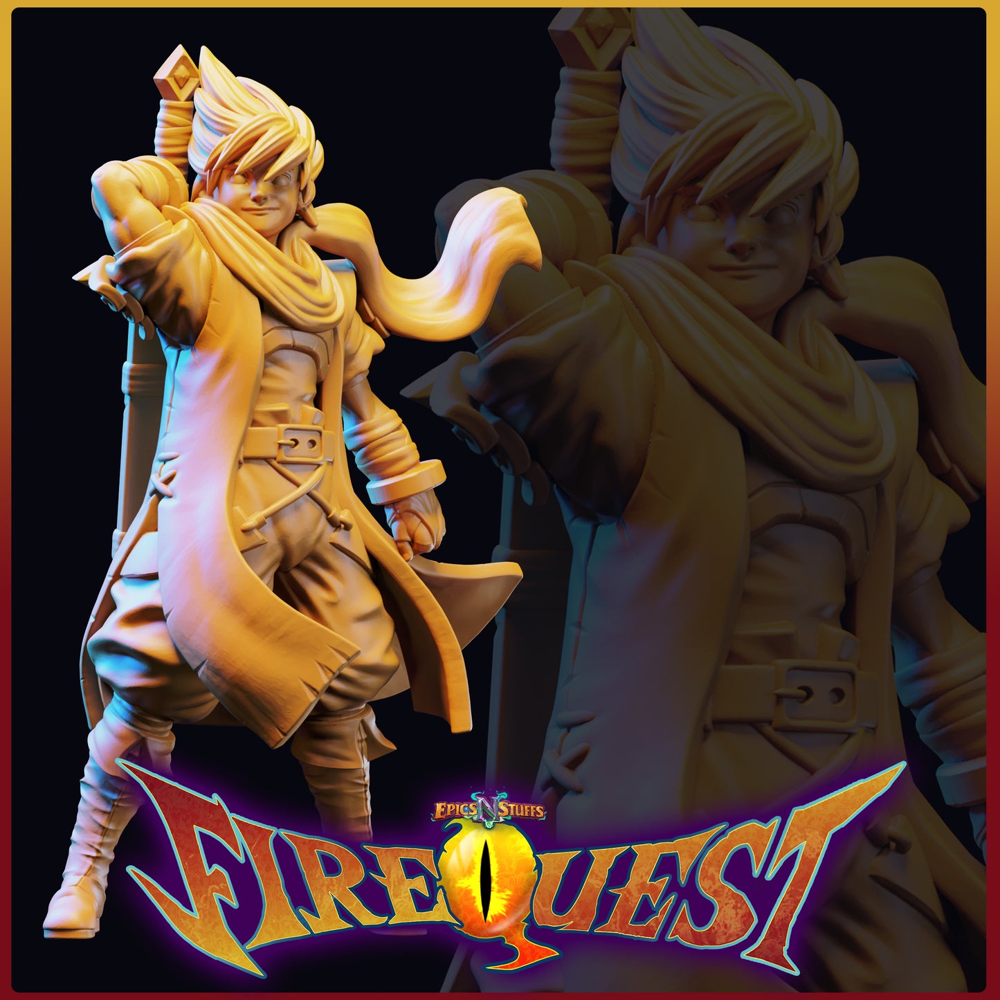 Lance Wilkinson - Fire Quest - Hero - 32/100mm DnD/TTRPG Figure/Miniature