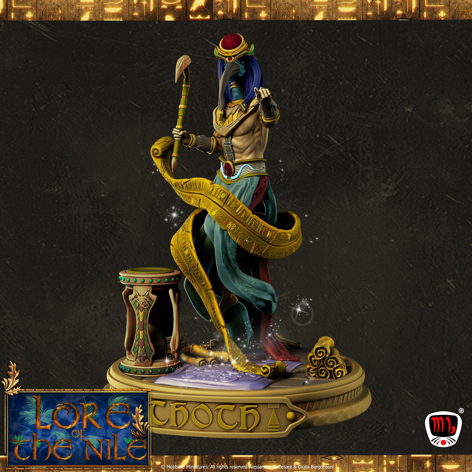 Mojibake - Lore of the Nile - Thoth, God of Learning - 120mm Pin Up/Figure/Model/Diorama - Helios3DPrinting