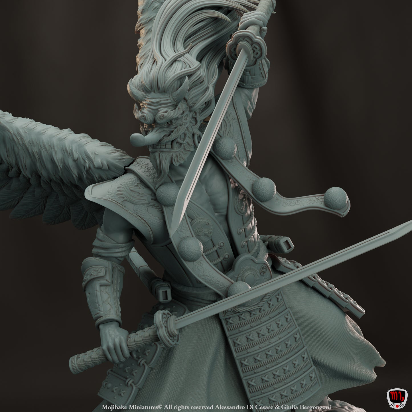 Mojibake - Hidden in the Shadows - Samurai Tengu - 120mm Pin Up/Figure/Model/Diorama - Helios3DPrinting