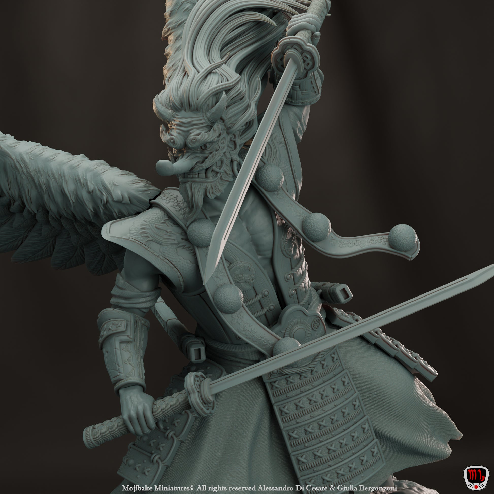 Mojibake - Hidden in the Shadows - Samurai Tengu - 120mm Pin Up/Figure/Model/Diorama - Helios3DPrinting