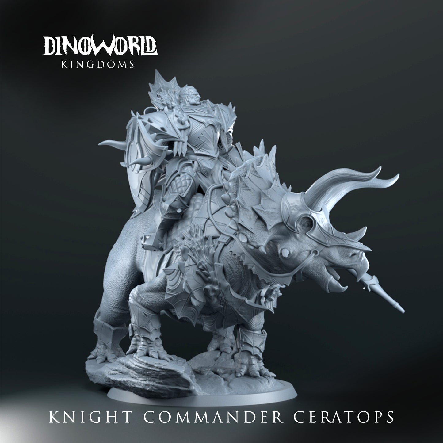 Dinoworld - Kingdoms - Knight Commander Ceratops Mounted - DnD/Tabletop/TTRPG