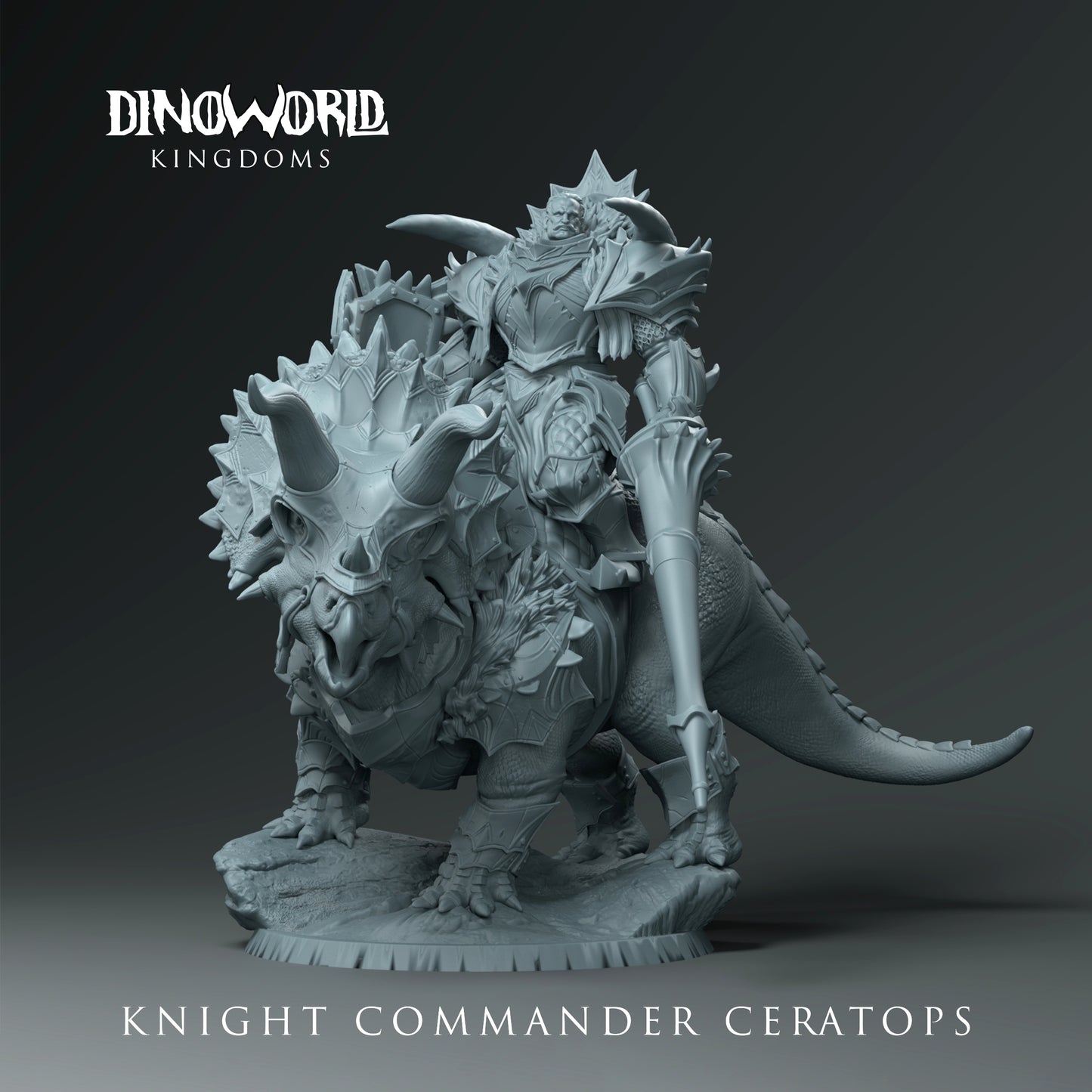 Dinoworld - Kingdoms - Knight Commander Ceratops Mounted - DnD/Tabletop/TTRPG