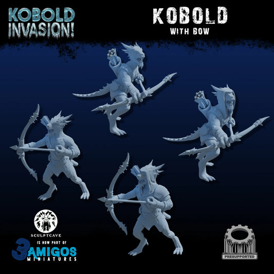 3 Amigos Miniatures - Kobold w/Bow - DnD/TTRPG Figure/Miniature - Helios3DPrinting