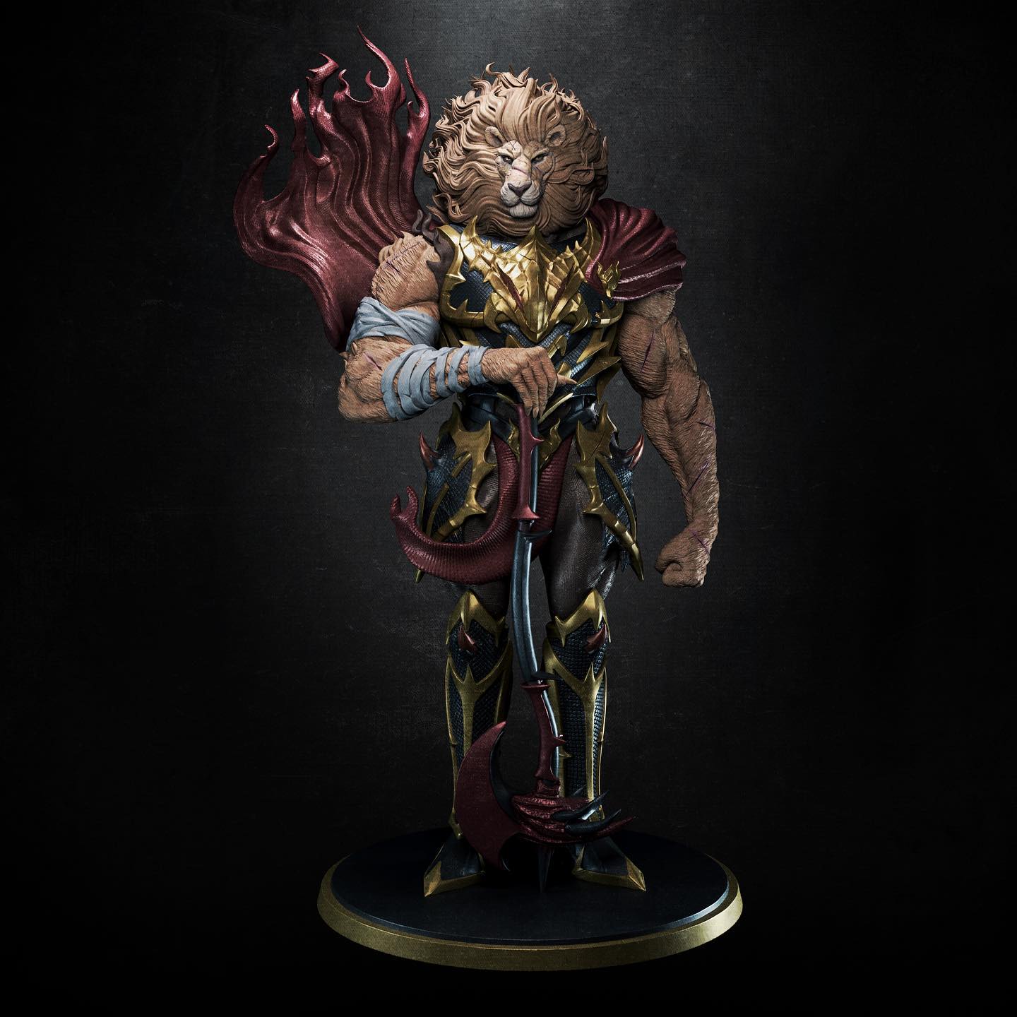 Calamity Figures - Wyrm Slayers - Leonin Fighter - 75mm Pin Up/Figure/Model/Diorama