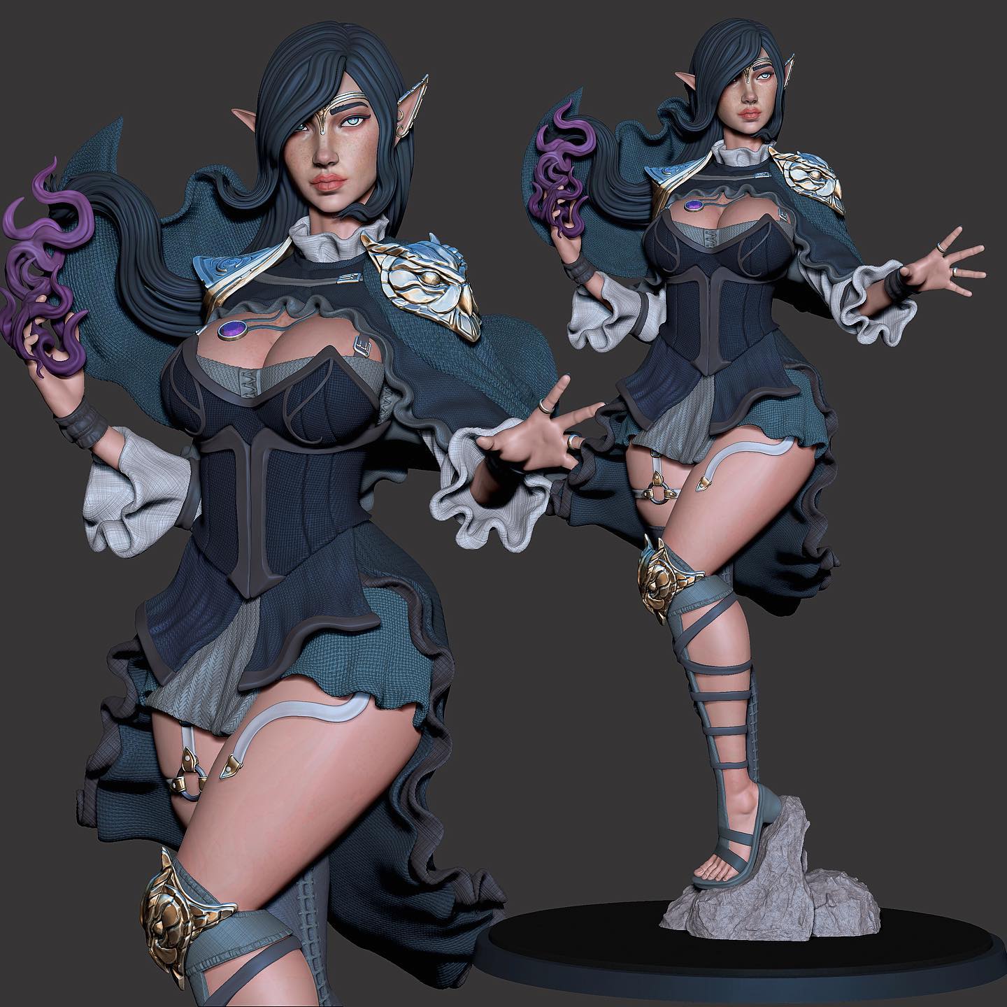 Calamity Figures - Wyrm Slayers - Elf Mage - 75mm Pin Up/Figure/Model/Diorama
