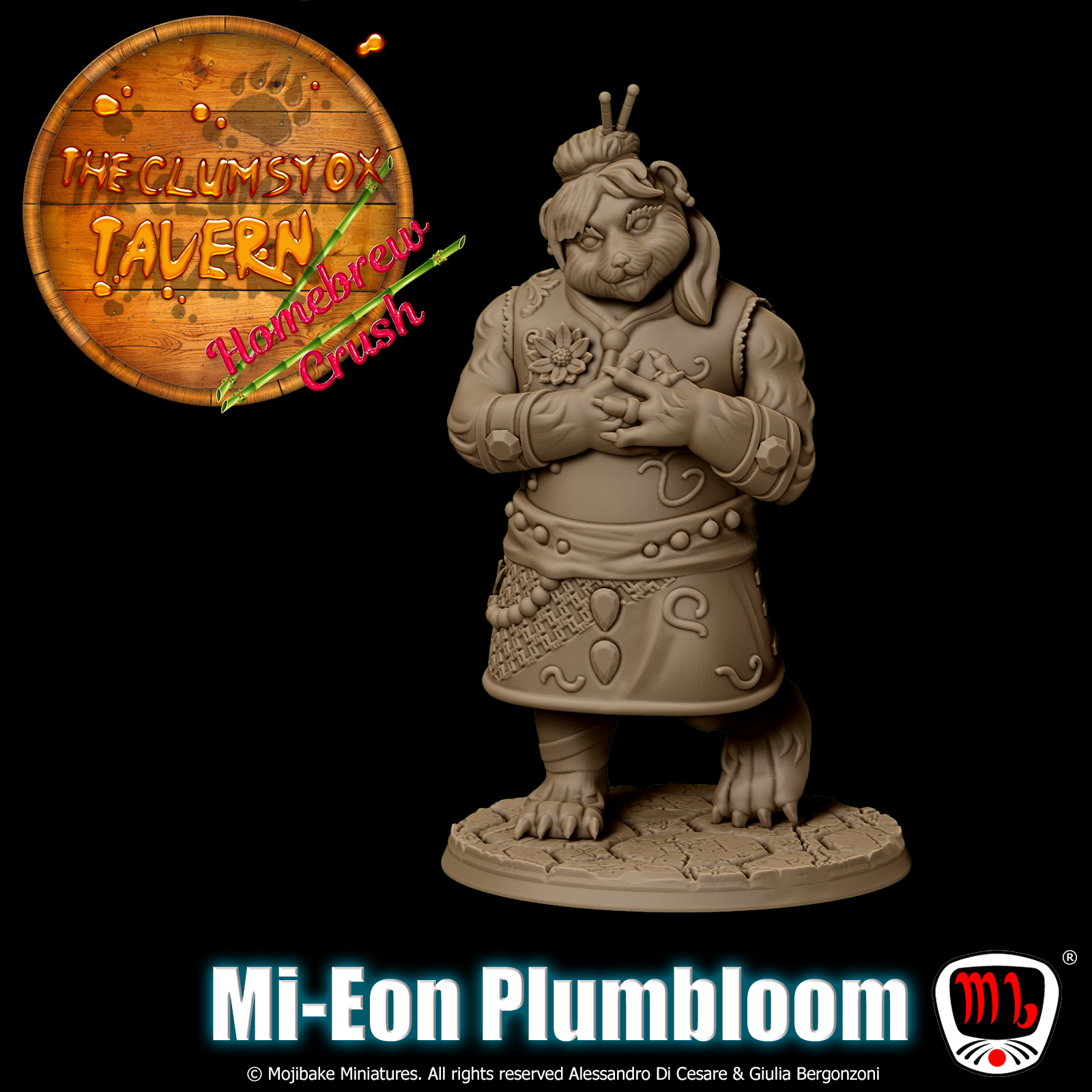 Mojibake - Clumsy Ox Tavern - Bearfolk Barmaid - DnD/TTRPG Figure/Miniature - Helios3DPrinting