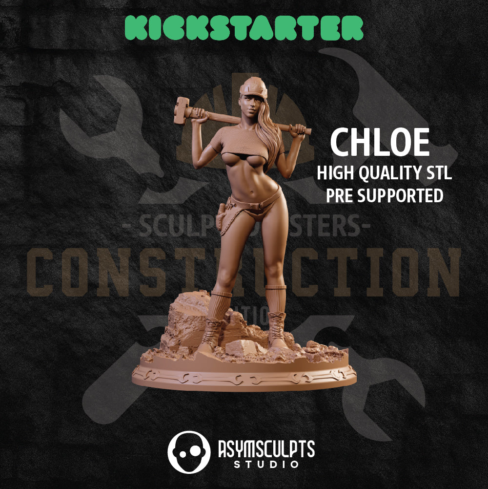 AsymSculpts - Sculpted Sisters: Construction - Chloe - 75mm Pin Up/Figure/Model/Diorama
