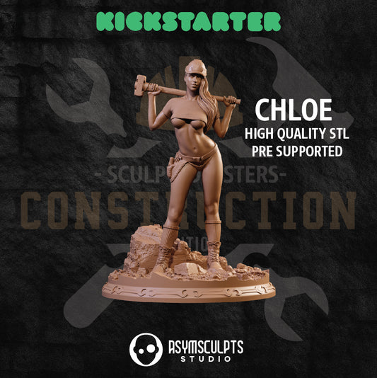 AsymSculpts - Sculpted Sisters: Construction - Chloe - 75mm Pin Up/Figure/Model/Diorama