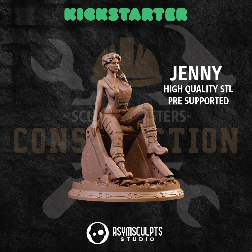 AsymSculpts - Sculpted Sisters: Construction - Jenny - 75mm Pin Up/Figure/Model/Diorama