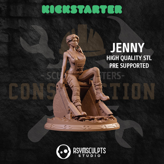 AsymSculpts - Sculpted Sisters: Construction - Jenny - 75mm Pin Up/Figure/Model/Diorama