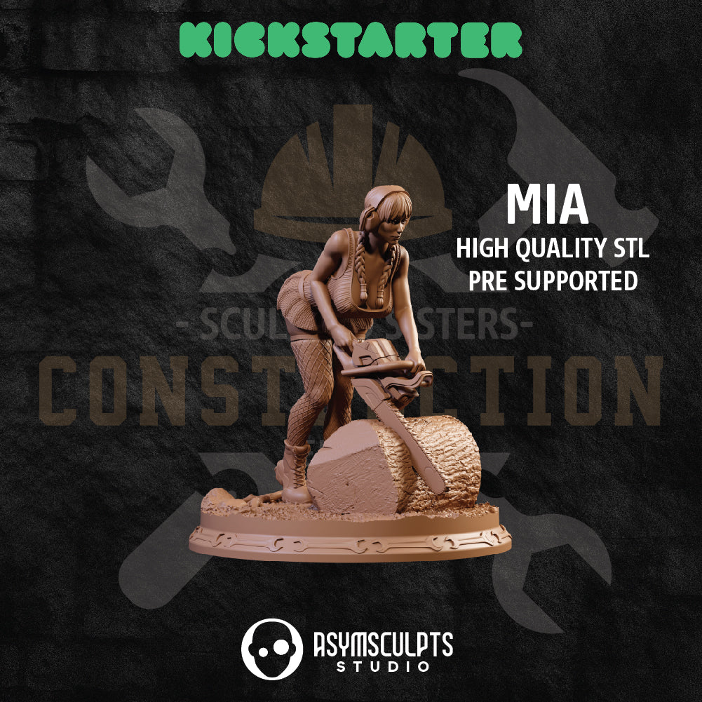 AsymSculpts - Sculpted Sisters: Construction - Mia - 75mm Pin Up/Figure/Model/Diorama