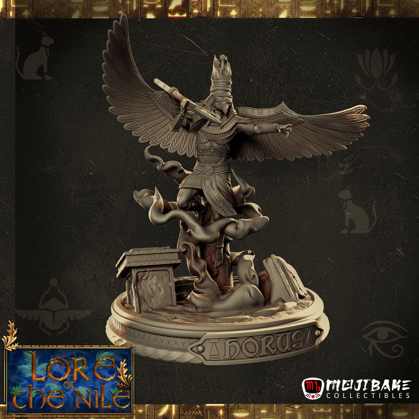 Mojibake - Lore of the Nile - Horus, God of the Sky - 120mm Pin Up/Figure/Model/Diorama - Helios3DPrinting