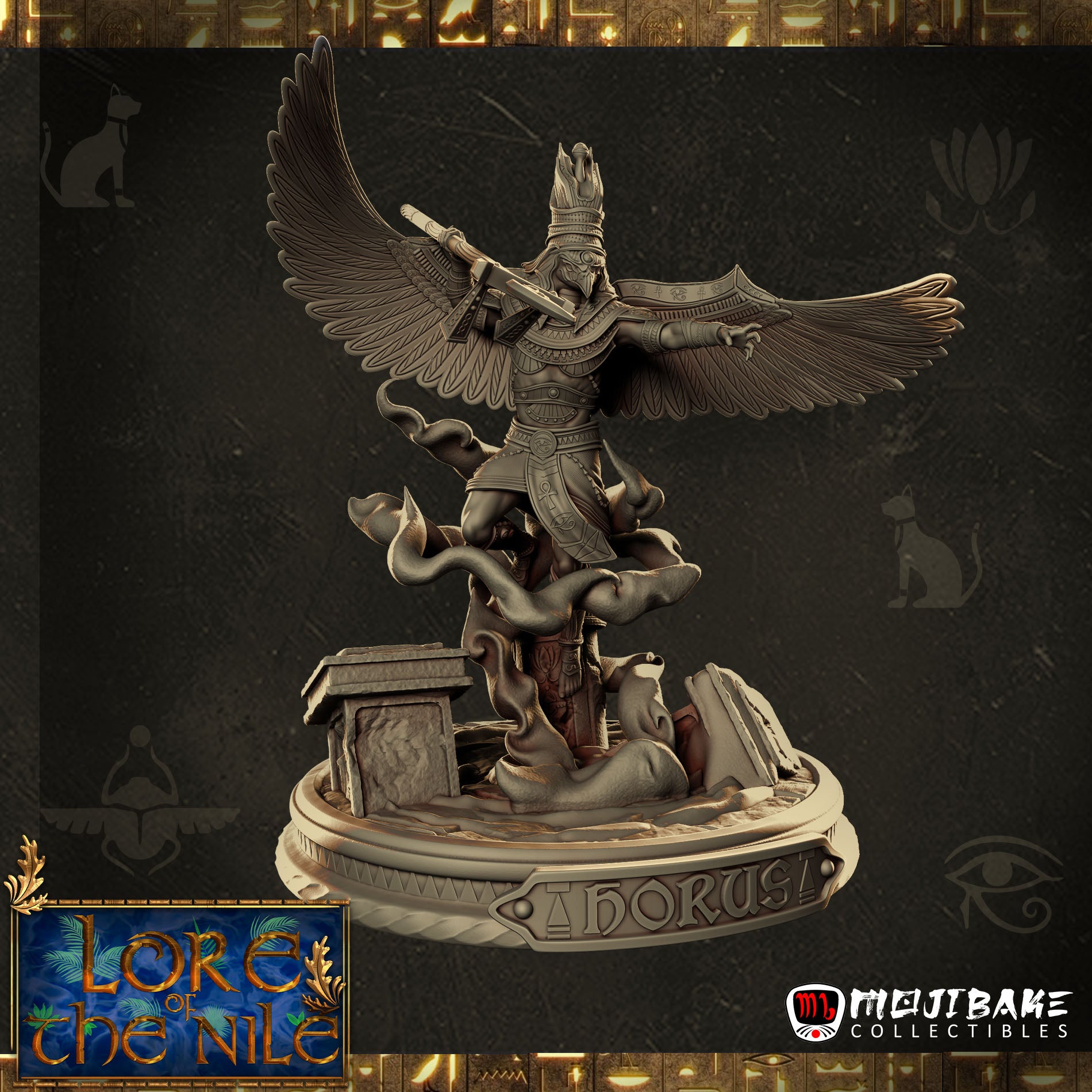 Mojibake - Lore of the Nile - Horus, God of the Sky - 120mm Pin Up/Figure/Model/Diorama - Helios3DPrinting