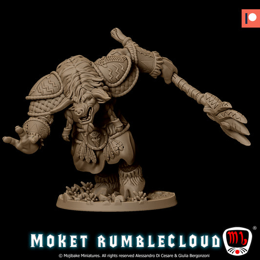 Mojibake - Thus Spoke Thundermoon - Tauren Warrior - DnD/TTRPG Figure/Miniature - Helios3DPrinting