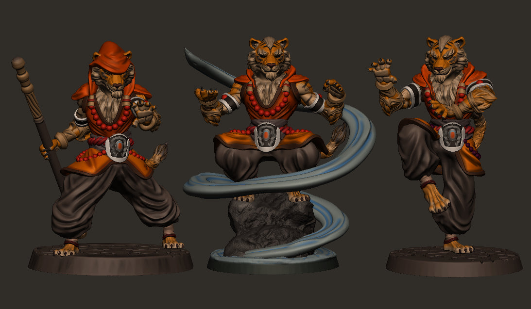Mojibake - Battle for Xiuyu - Tabaxi Monks - DnD/TTRPG Figure/Miniature - Helios3DPrinting
