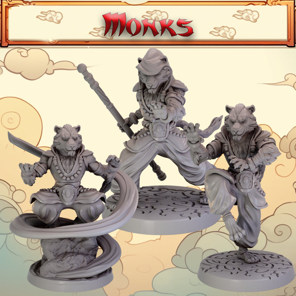 Mojibake - Battle for Xiuyu - Tabaxi Monks - DnD/TTRPG Figure/Miniature - Helios3DPrinting