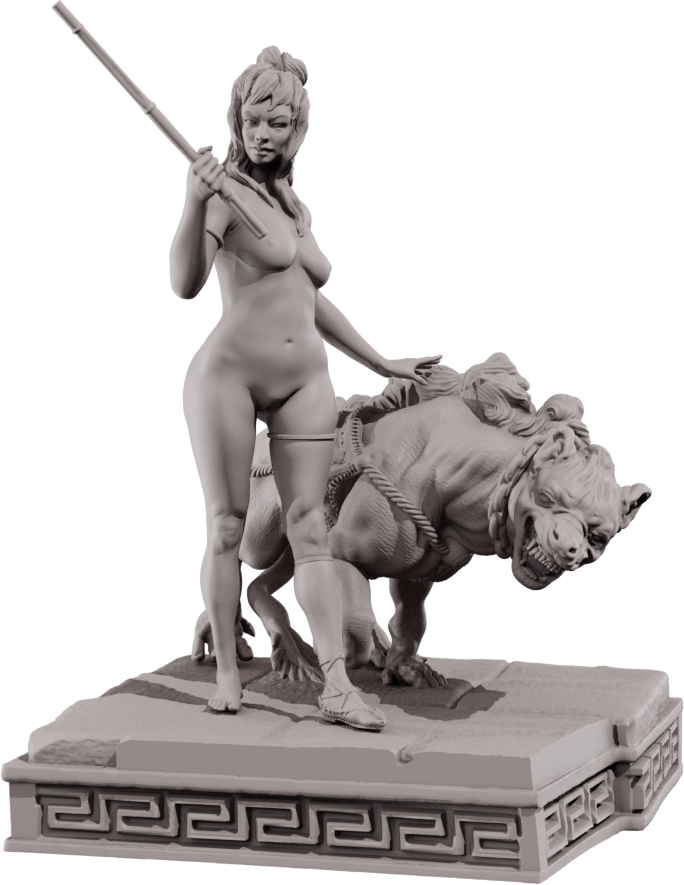 Devi Miniatures - Amazons - Vaelora & Hyena - 75mm Pin Up/Figure/Model/Diorama